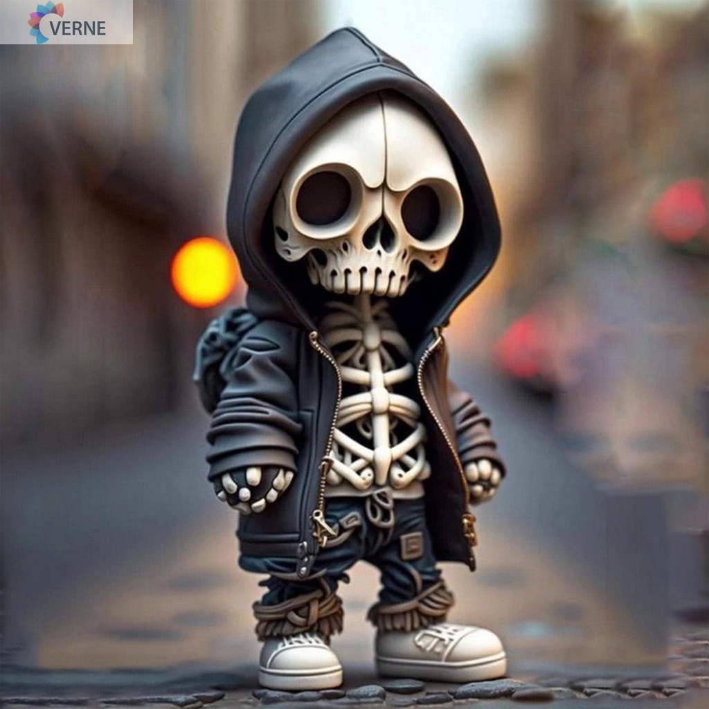 Resin Halloween Skull Dolls Crafts Gothic Sweatshirt Skeleton Man Sculpture Art