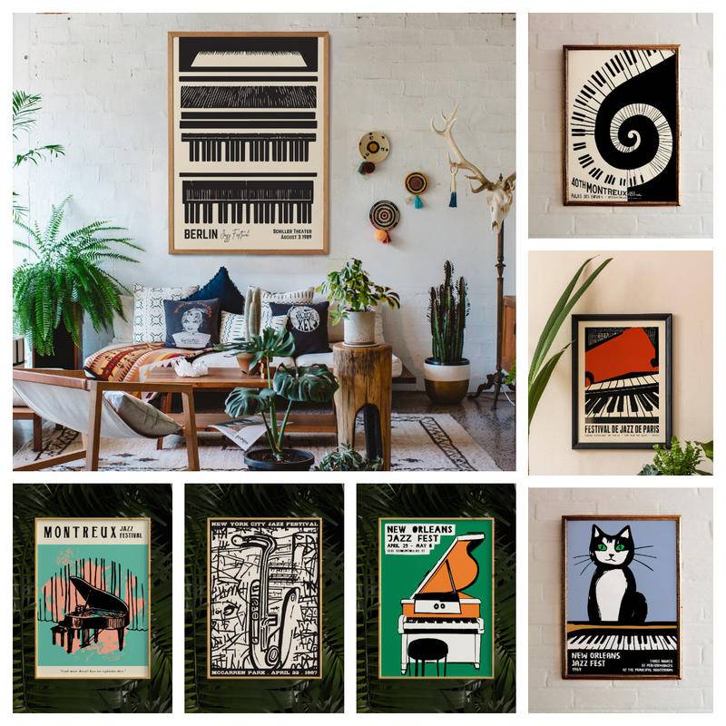 Jazz Saxophone Festival Poster - Grand Piano Wall Art - Music Concert Art Print