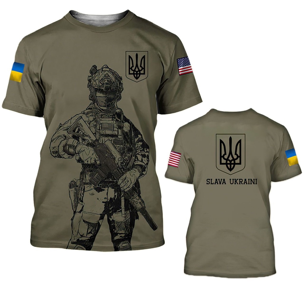 Ukraine Men's T-shirts Ukrainian Flag Shirt 3D Printed O-Neck Oversized Short Sleeves Jersey Fashion Mens Clothing Streetwear