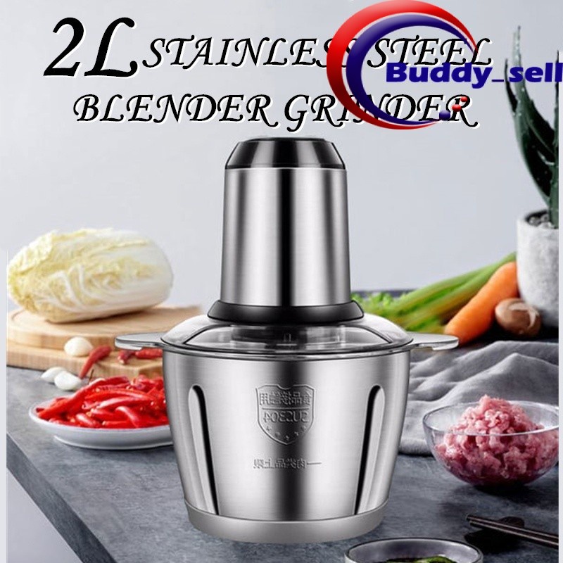 (2 LITER) Stainless Steel Mixer & Blender Food Chopper Electric Meat Grinder Food Processor Pengisar Daging Sayur