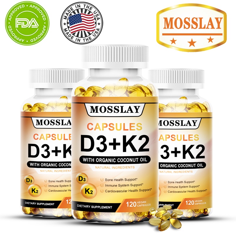 MOSLAY Vitamin K2 D3 Vitamin Capsules 10000IU, Immunity & Heart Health - 30/60/120 Vegetarian Capsules