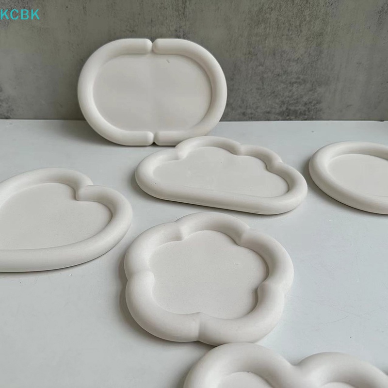 KC Storage Tray Plaster Silicone Mold DIY Jewelry Display Plate Epoxy Resin Mould Flower Cloud Heart Shape Cement Dish Making Molds BK