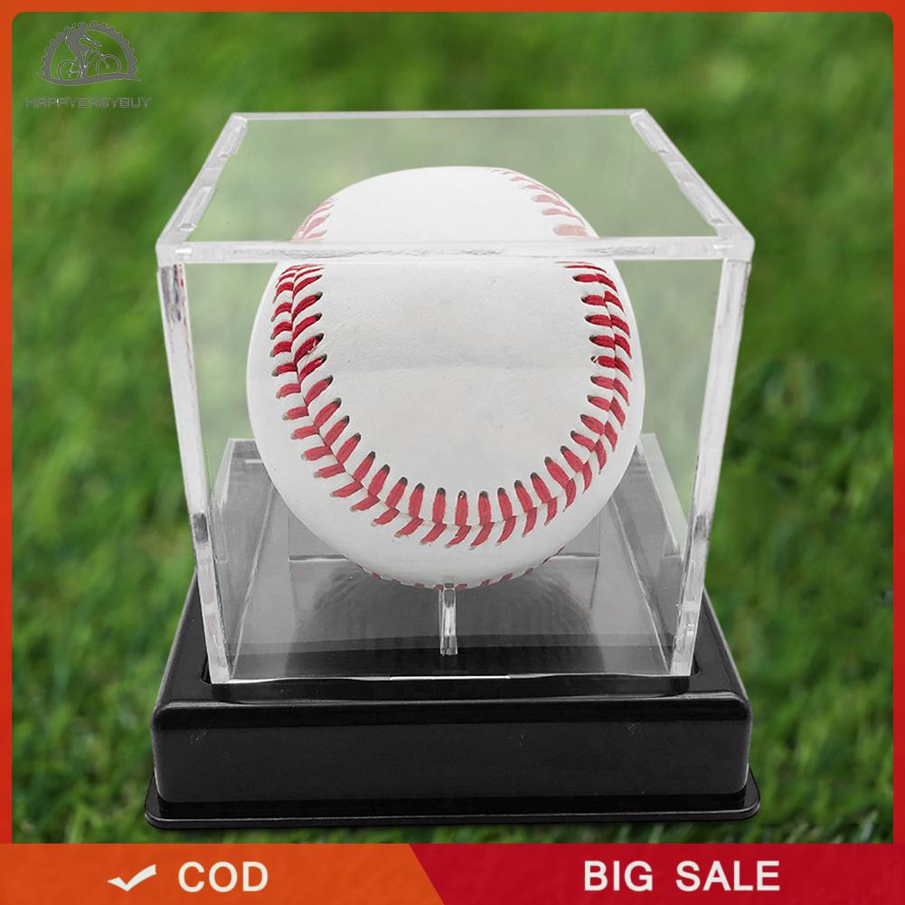 Happy❣ 1/2PC Acrylic Golf Tennis Ball Transparent Display Case with Bracket Cube Ball Holder Baseball Memorabilia Showcase for Souvenir