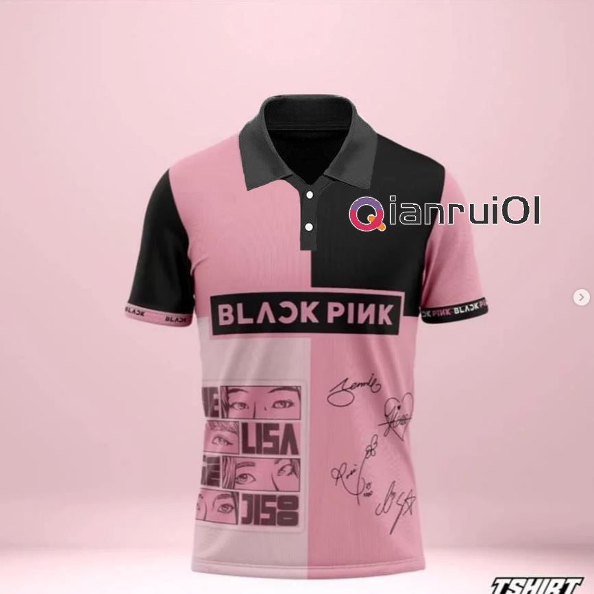 KPOP BLACKPINK 2023 BORN PINK Kim Jisoo LISA Rosé Jennie Polo Shirt T Shirt Short Sleeve Casual Top Men's/Women's Couple Shirts Clothes