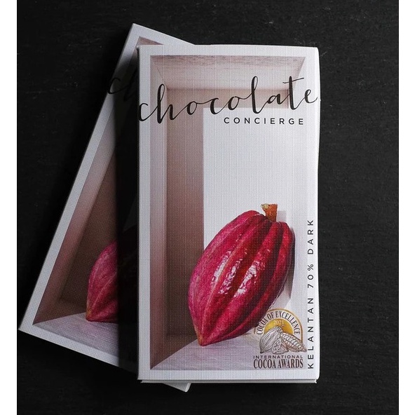 Chocolate Concierge Vegan Kelantan 70% World 50 Best Malaysian Single Origin Dark Chocolate 50g/Chemor Nibs 50g