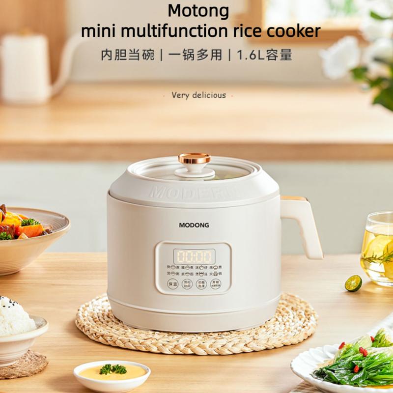 Modong MultiFunction Small Rice Cooker 1.6L Small Electric cooker Mini Electric Cooking Pot MD-FB16M Quick-Cooking 1-2 People stew pot soup pot Rice Cooker Intelligent hot pot chafing Porridge Rice Cooker Rice Nonstick pan gift MultiFunction cooking pot