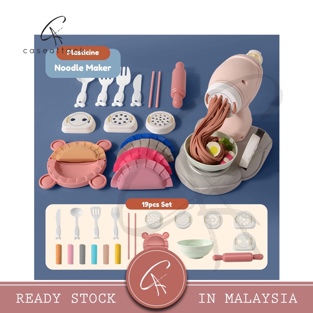 Caseattack 19pcs Noodle Maker Machine Plasticine Play Dough Clay Art Dumpling Ice Cream Pretend Playset