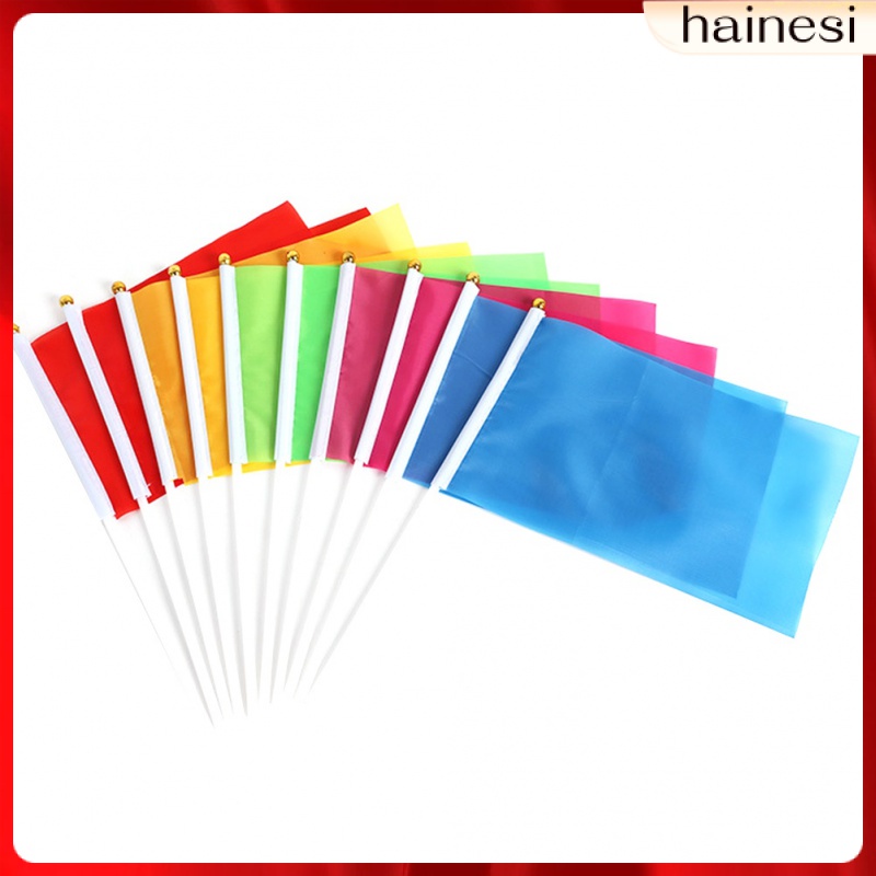 50pcs Solid Color Square Flag Handheld Mini Flag Party Supplies Party Celebration (10pcs Rosy, 10pcs Green, 10pcs Red, 10pcs Yellow, 10pcs Blue)❤️