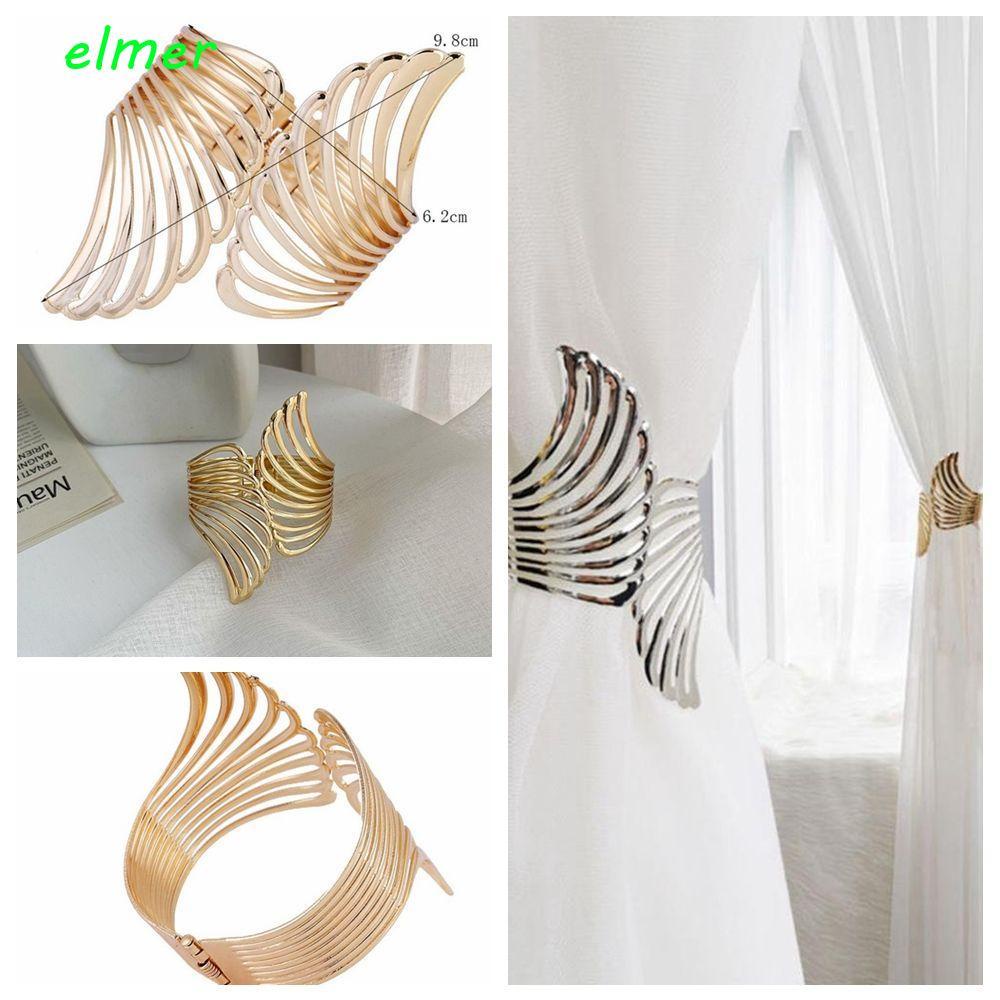 ELMER Creative Curtain Tiebacks Gold/silvery Curtain Holdback Curtain Clip Minimalistic Wings Pattern Luxury Fashion Curtain Ring Metal Home Decor/Multicolor