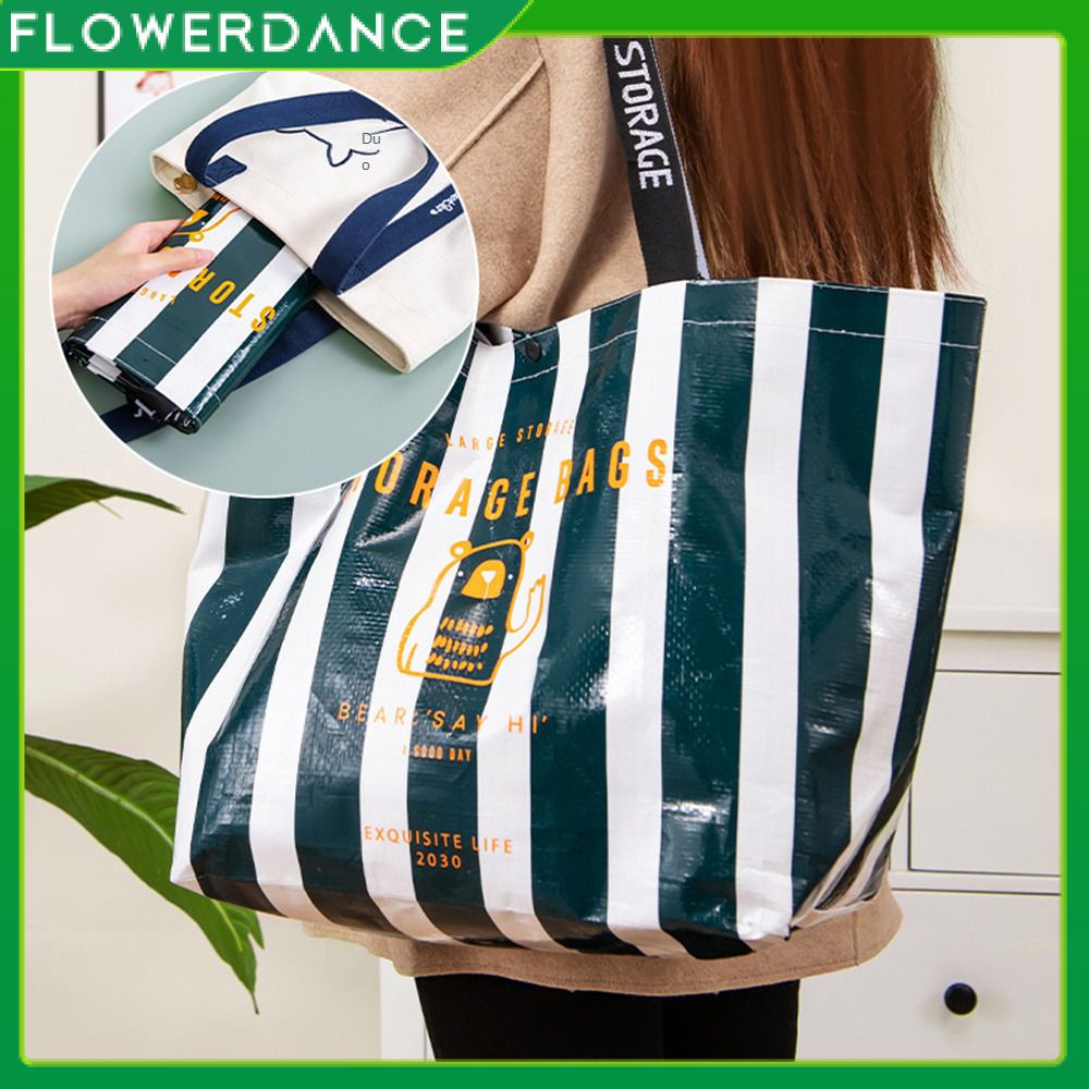 Nylon Thickening Foldable Shopping Bag Supermarket Portable Tote Recyclable Waterproof Grocery Bag Luggage Bags Convenient Eco-friendly flowerdance