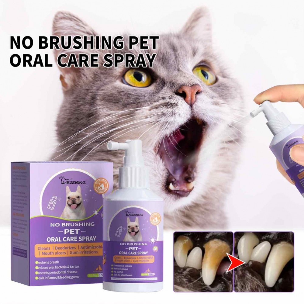 50ml Pet Oral Cleanse Spray Dogs & Cats Teeth Cleaning Spray Odor Eliminating Mouth Care Cleaner Natural Plant Extraction