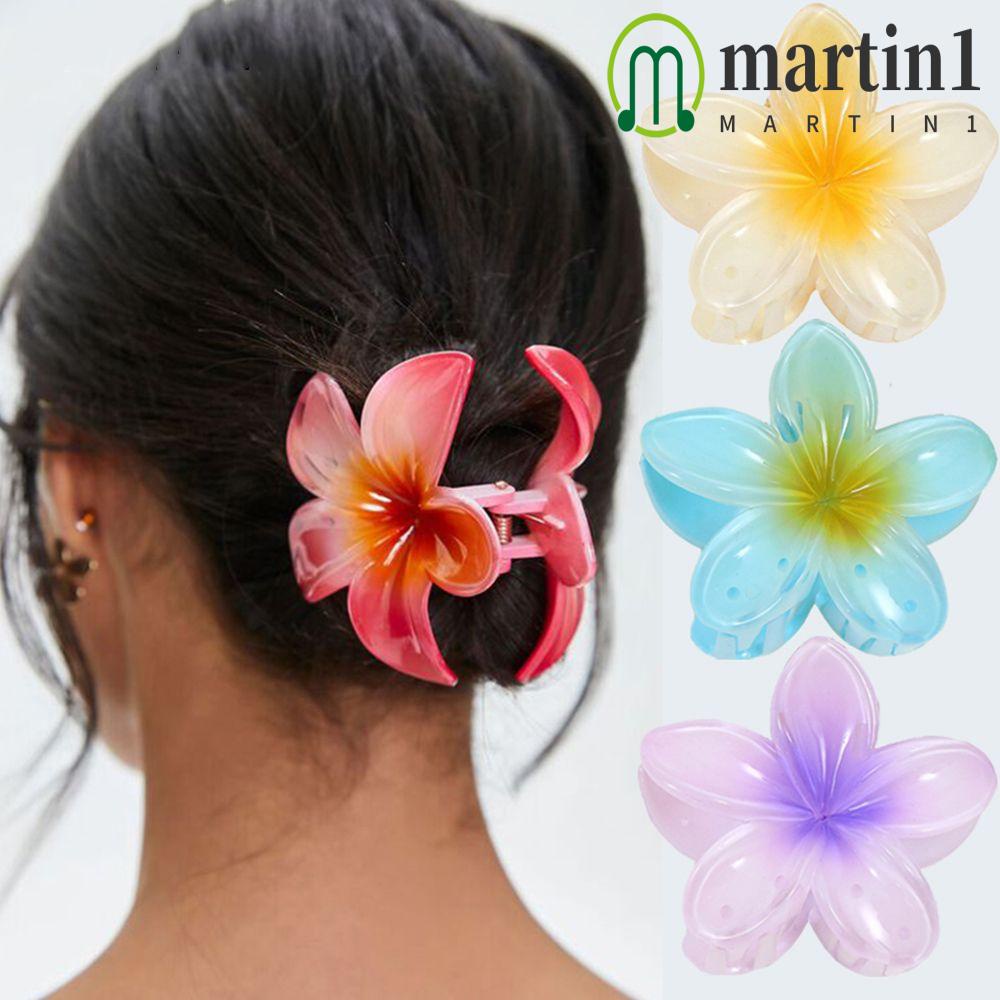 MARTIN1 Cute Women Hair Accessories Kids Flower Hair Claw Plumeria Hair Claw Gradient Beach Vacation Sweet Acrylic Hair Clip Temperament Retro Korean Style Hair Clip/Multicolor