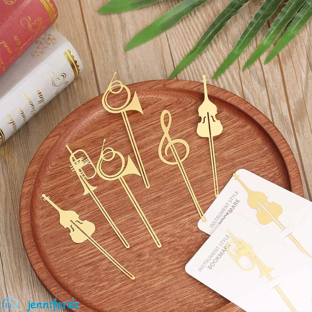 JENNIFERDZ Kawaii Music Book Marker Gold Paper Clips Musical Instruments Bookmark Cute Office Supplies School Supplies Metal Stationery Book Mark Violin Book Markers