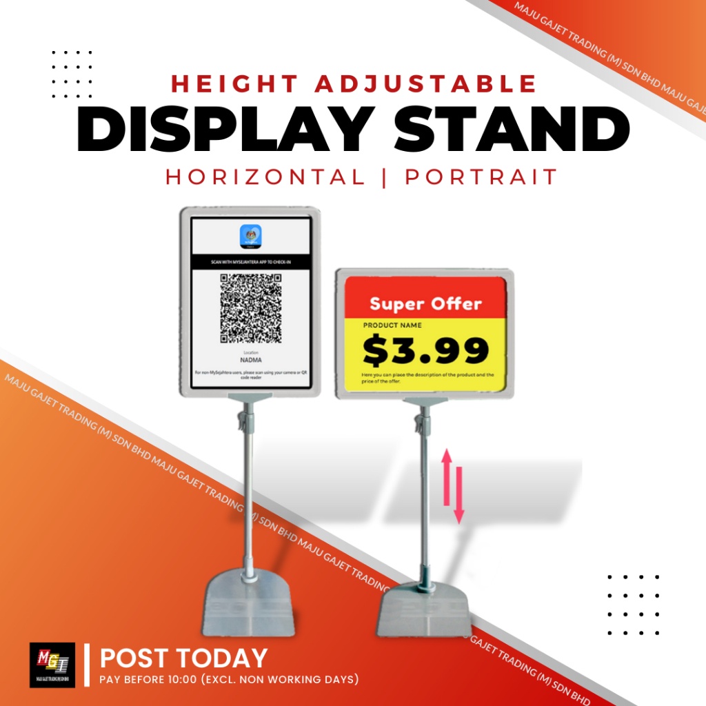 A4 Display Stand Menu Board Promotion Poster Price QR Code Signboard Adjustable Height Snap Frame