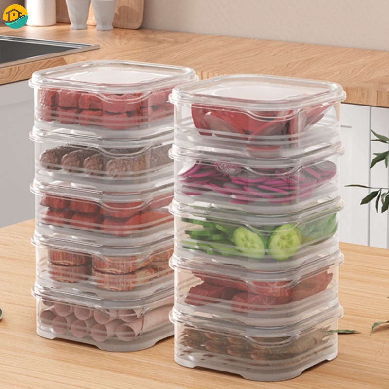 1Pc Refrigerator Storage Box Food Grade Kitchen Food Fruit Vegetable Preservation Box Frozen Meat Dumplings Container Crisper