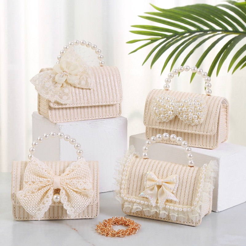 Cute Bag for Girls Princess Mini Crossbody Bag Bowknot Toddler Party Pearl Tote Hand Bags Gift