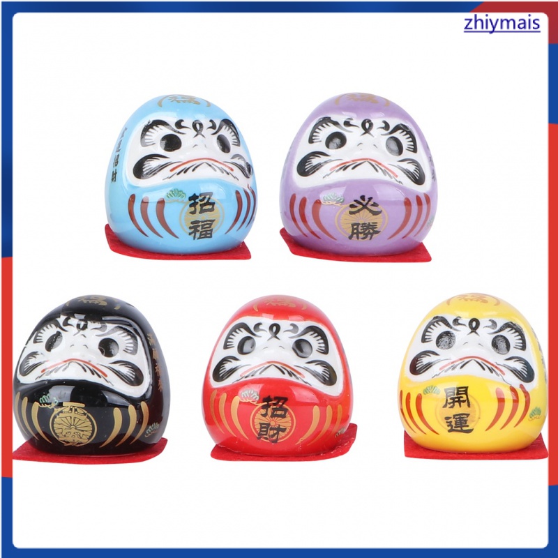 5Pcs Daruma Ornament Daruma Fortune Dolls Ceramics Decoration Japanese Ceramics Statue Japanese Daruma Figurine Maneki Neko,