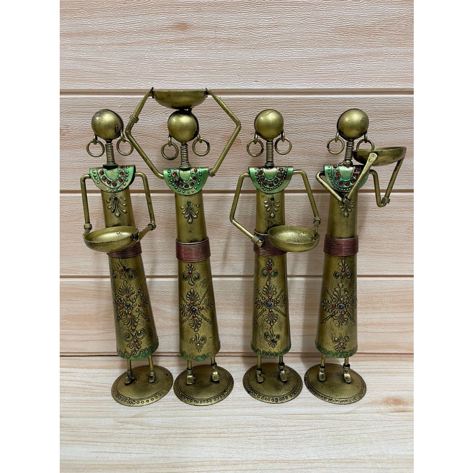 Table Decor Handcrafted Wrought iron- labour dolls with candle holder-set of 4