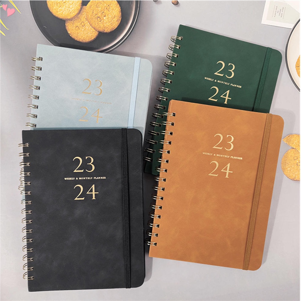 2023-2024 Weekly Planner Full English Agenda Book A5 PU Planner Office Time Management Personal Appointment Journal