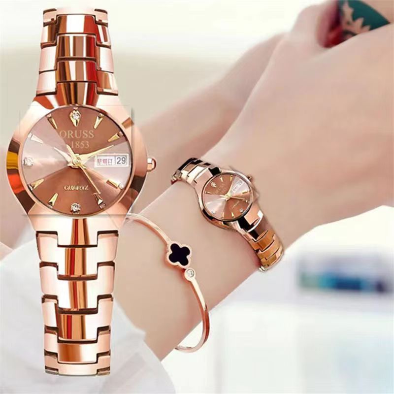 jam tangan perempuan Fashion Simple Luxury Stainless Steel Waterproof Ladies Watch Rose Gold Strap Trendy Casual Unique Quartz Women's Watch