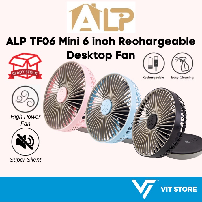ALP TF06 Kipas Boleh Dicas Semula 6 inci Kipas Lipat Mini Micro USB Desktop Kipas Luar