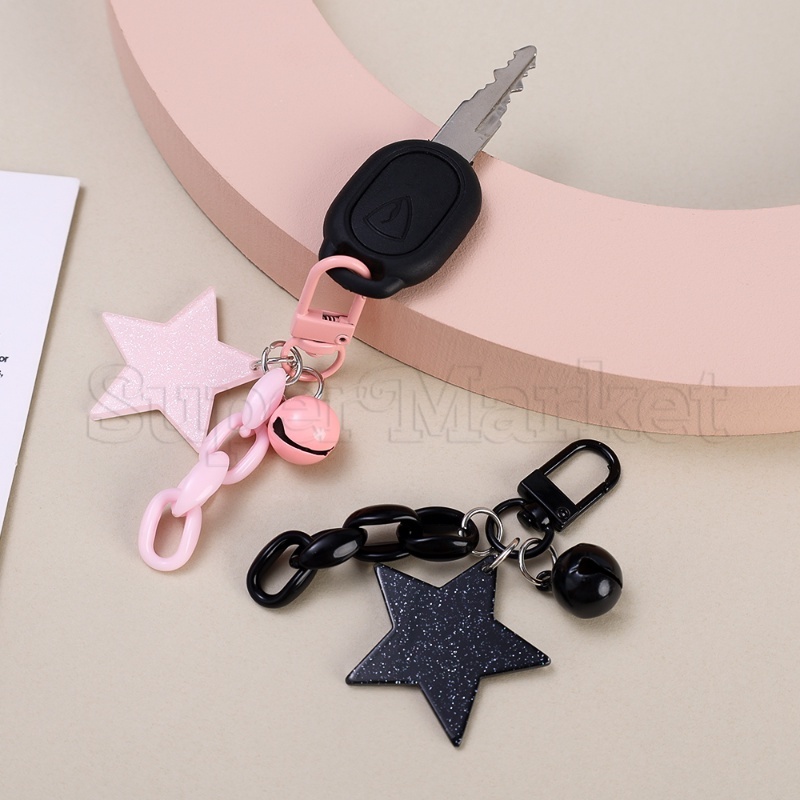 [ Featured ] Cute Stars Pendant Acrylic Keychain / Girls Fashion DIY Backpack Headphone Charm Accessorie / Creative Couple Pentagram Car Key Chains Keyring /