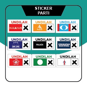 Sticker Kalis Air Undilah BN PAS PKR PH PN PAKATAN HARAPAN PERIKATA NASIONAL BARISAN