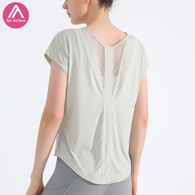 Casual Cool Fabric Yoga Top Breathable Short Sleeve Sports Top T-shirt Workout Or Daily Wear