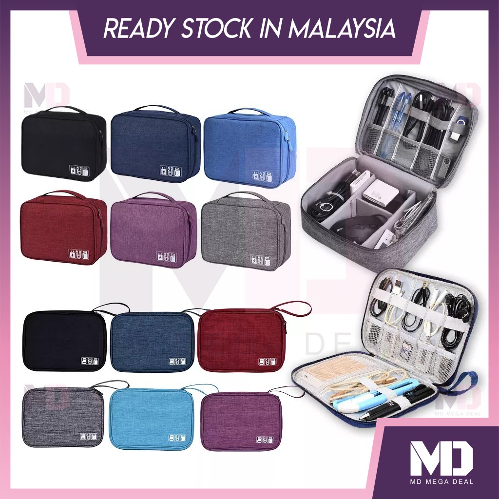 《Mega Deal》Travel Electronic Bags Gadget Organizer Bag USB Cable Storage Pouch Large Cable Organiser Bag Accessories