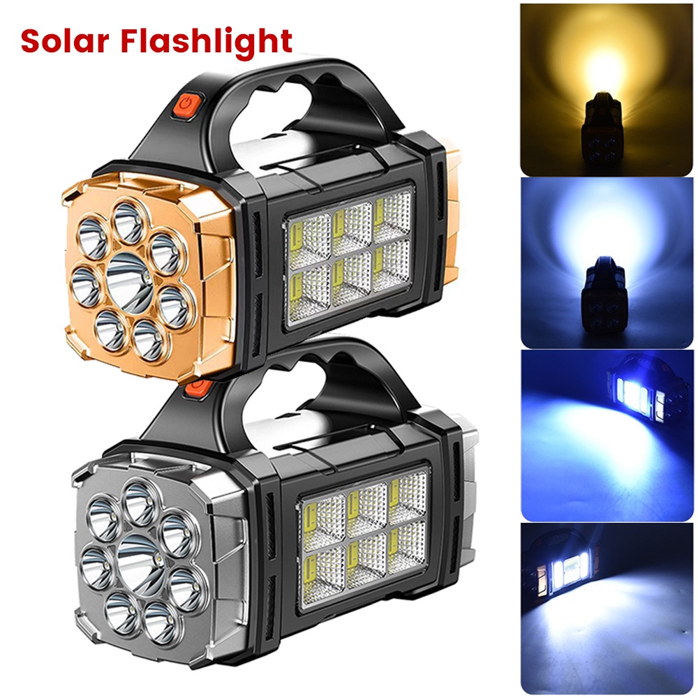 USB Solar LED Emergency Flashlight Portable Rechargeable Camping Tent Light Lantern Lamp (4Mode)