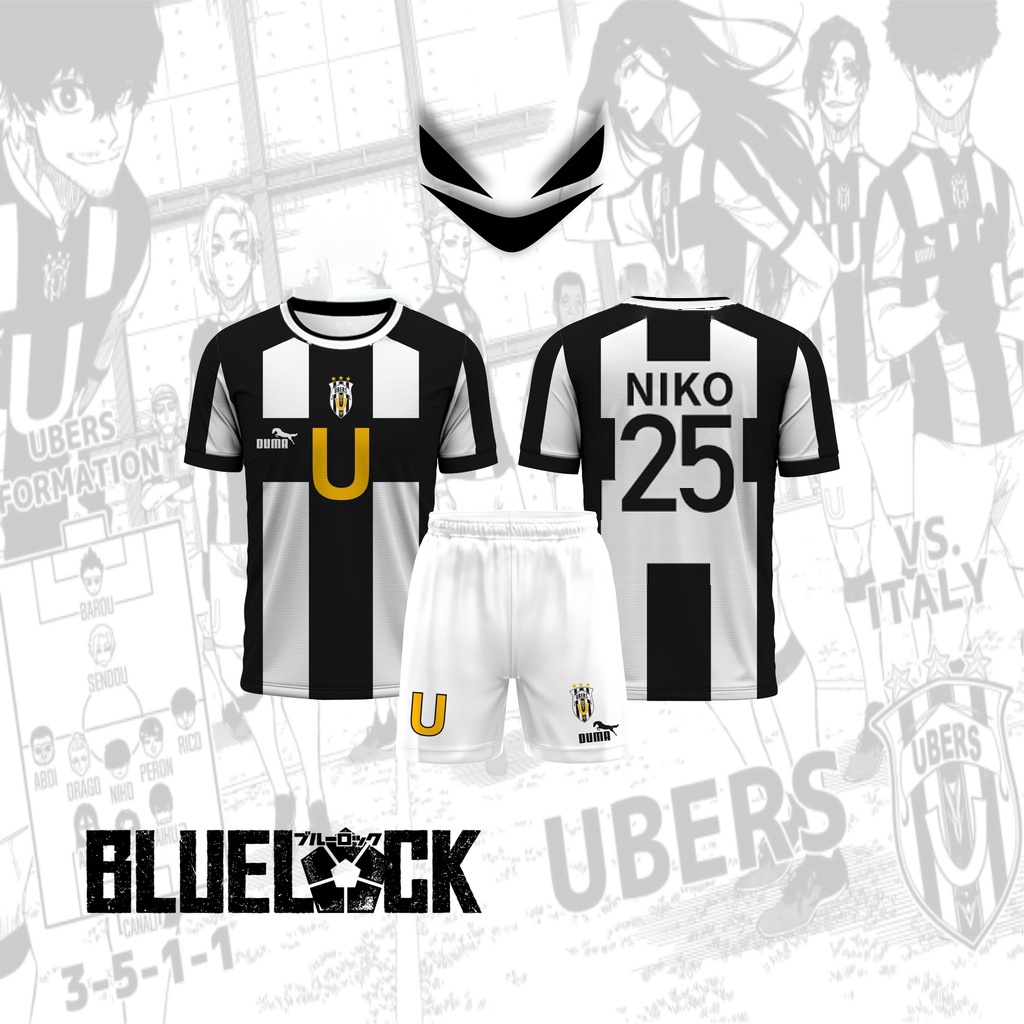 Jersey Futsal & Football Motif VL Replika Anime Ubers Blue Lock Full Print Jersey NIKO 25 Cosplay