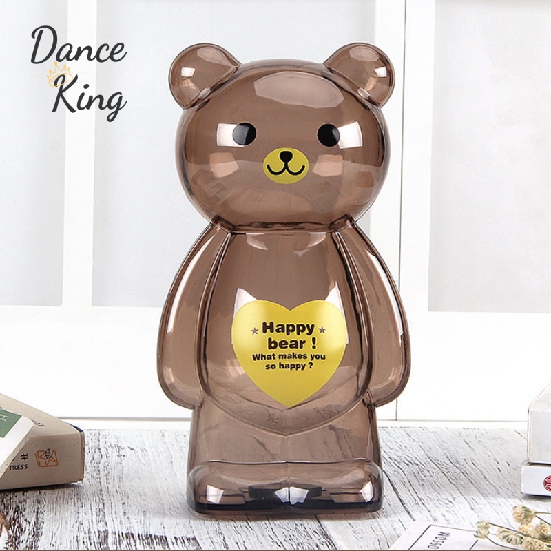 Creative Little Bear Piggy Bank Transparent Coin Paper Money Saving Box Cute Safe Deposit Box Kids Holiday Gift Desktop Decor