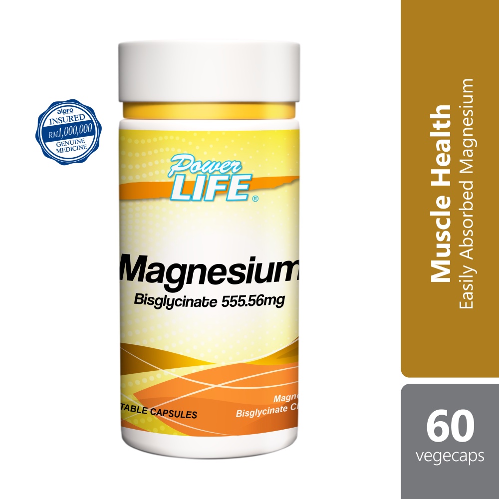 Powerlife Magnesium 555.56mg 60s | Muscle Health, Improve Sleep Quality, Stress Anxiety Relief 促进睡眠品质