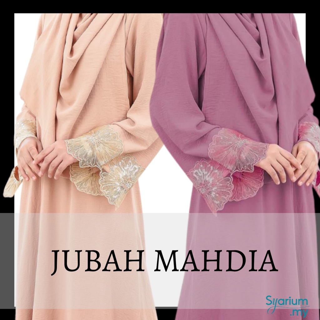 [HIJABS BY HANAMI] Jubah Abaya Dress Lace Labuh Plain | Mahdia | Loose Longgar Breastfeeding | Free Shawl Percuma