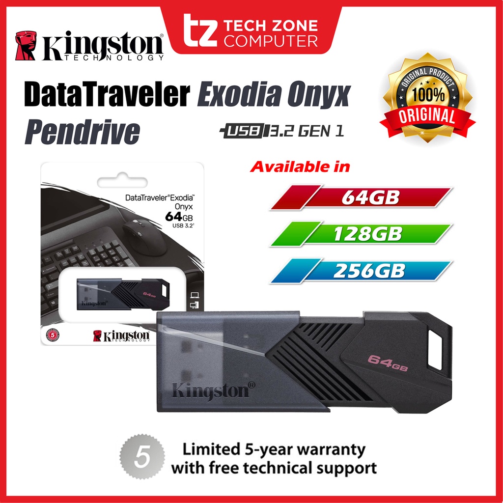 Kingston DataTraveler Exodia Onyx USB3.2 Gen 1 FlashDrive Thumbdrive Pendrive DTXON/64GB/128GB/256GB