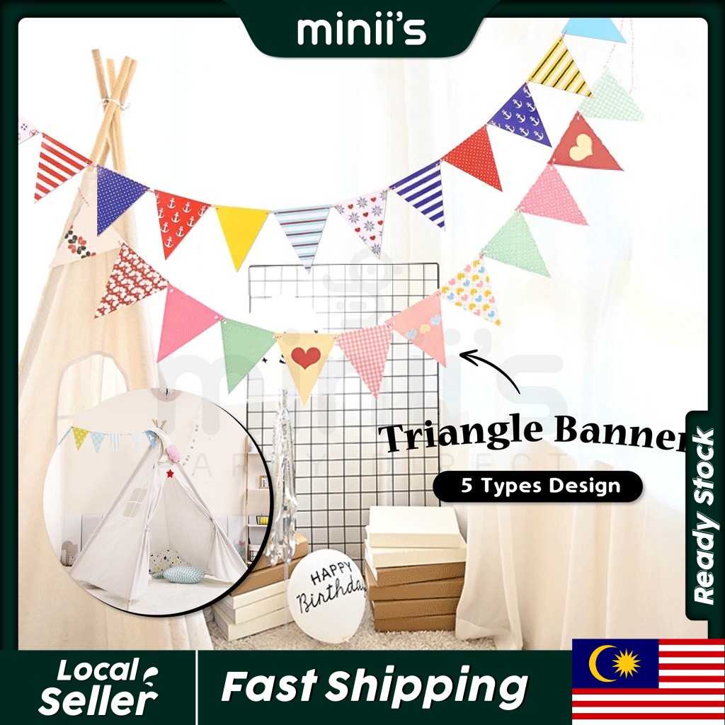 Miniis Triangle Flag Banner Bunting Pennant for Kids Teepee Tent,Party and Room Decoration