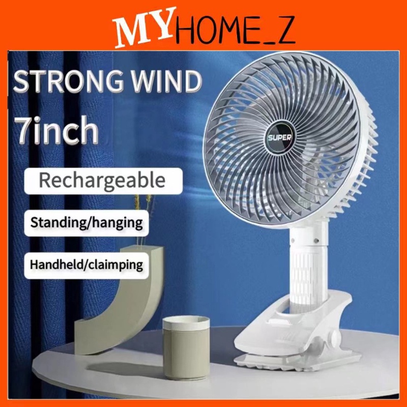 MYHZ_ Kipas Mini Portable Fan Table Fan Desktop Fan Handheld fan Clip fan Hanging fan Rechargeable Strong Wind