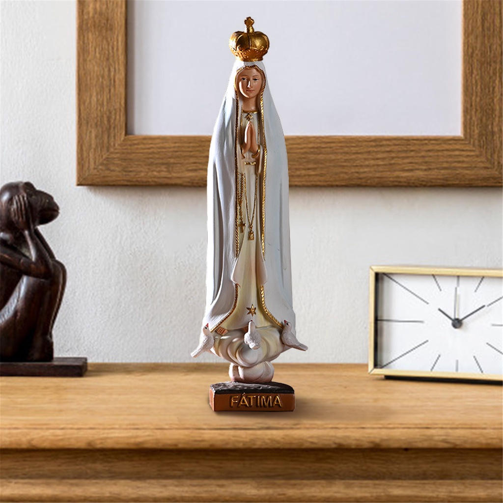 Lady Of Fatima Holy Figurine Hand-Painted Our Lady Of Fatima Statue Religious Statue Sculpture Figurine Virgin Mary Religious Decoration Decor