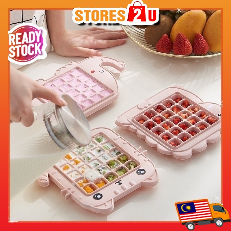 Ice Cube Mold Frozen Refrigerator Ice Box Tray Creative Cute Carton Design Ice Maker Food Grade BEKAS ACUAN AIS COMEL