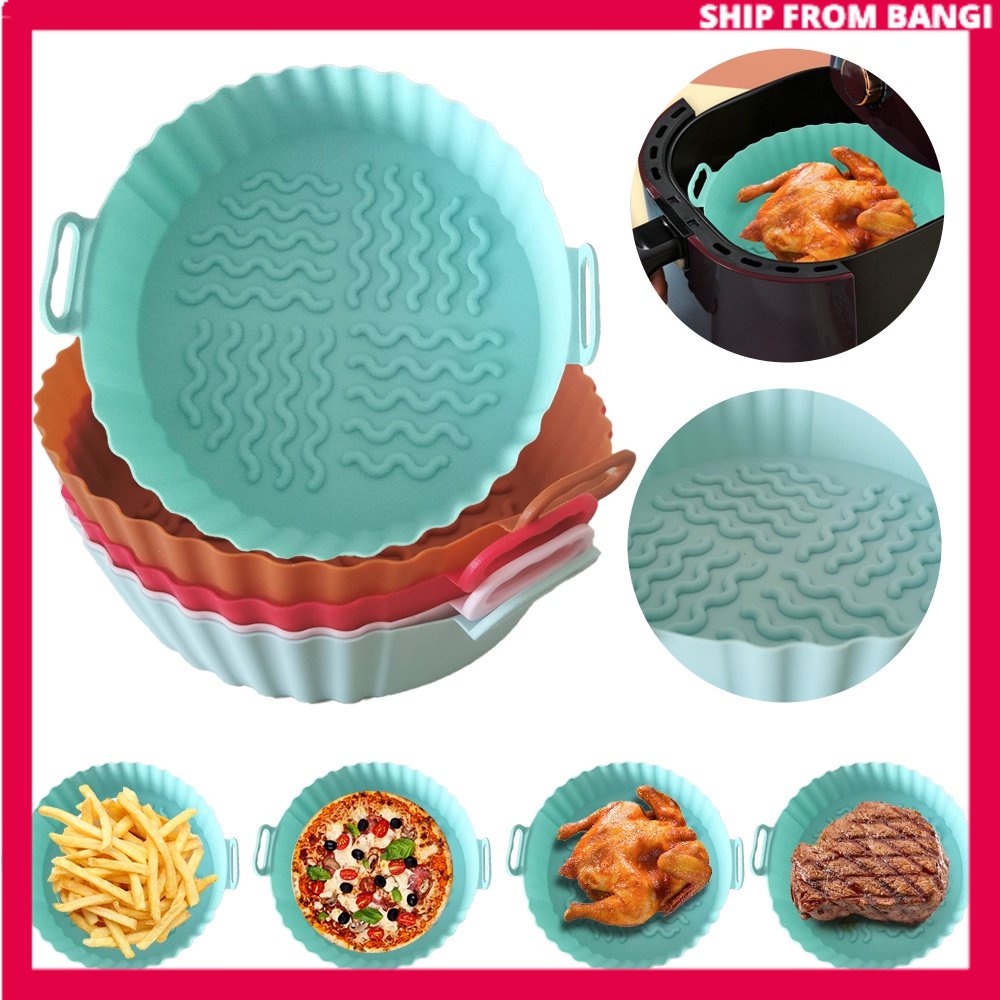 Air Fryer Silicone Pot Oven Baking Tray Fried Pizza Chicken Basket Mat Square Round Replacement Grill Pan Paper