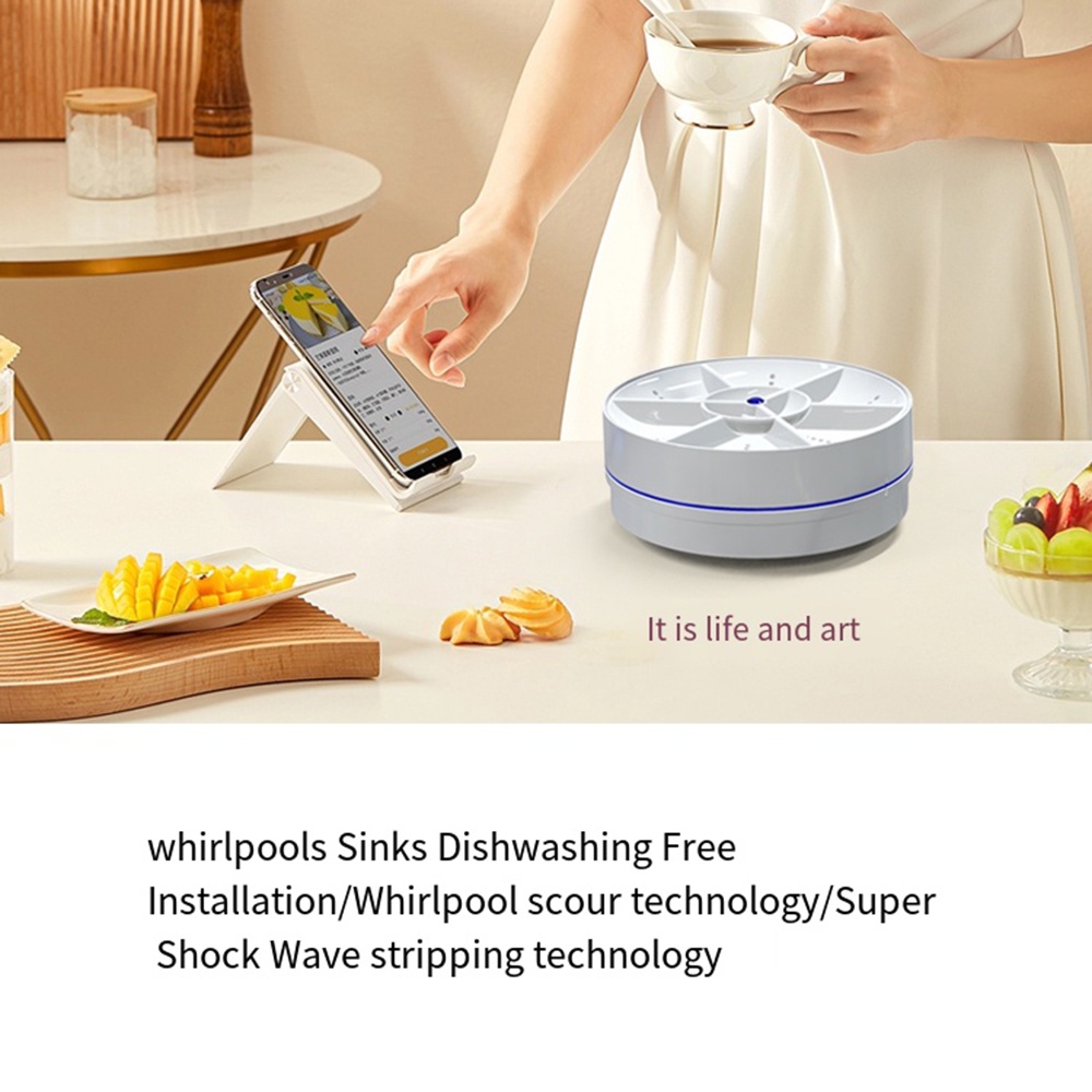 Wireless Sink Turbo Dishwasher USB rechargeable Portable Mini dishwasher Free of mounting bucket dishwashing Mesin basuh buah-buahan dan sayur-sayuran mini isi rumah tenggelam bersepadu mesin basuh pinggan mangkuk ultrasonik tanpa wayar desktop