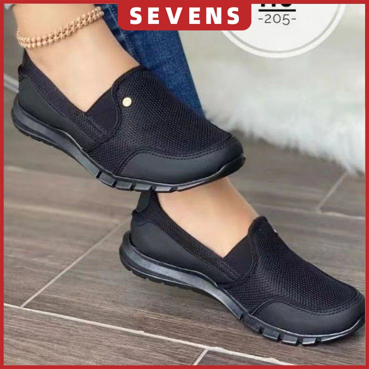 Ready stock kasut sukan jogging getah perempuan sarung kerja wanita bertutup hitam plus size 35-43 2023 new breathable casual sneakers sport shoes Women black/pink/blue