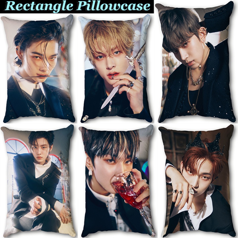 ENHYPEN Dark Blood Rectangular Pillow CaseJungwon, Jay, Jake, Ni-Ki, Heeseung, Sunghoon and Sunoo Single Side Printed Polyester Sofa Cushion Cover Home Decor（Without Core）