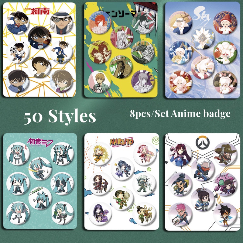 8Pcs/Set Anime Series Set Badge 32mm Tinplate Brooch Clothing Bag Accessories Gift