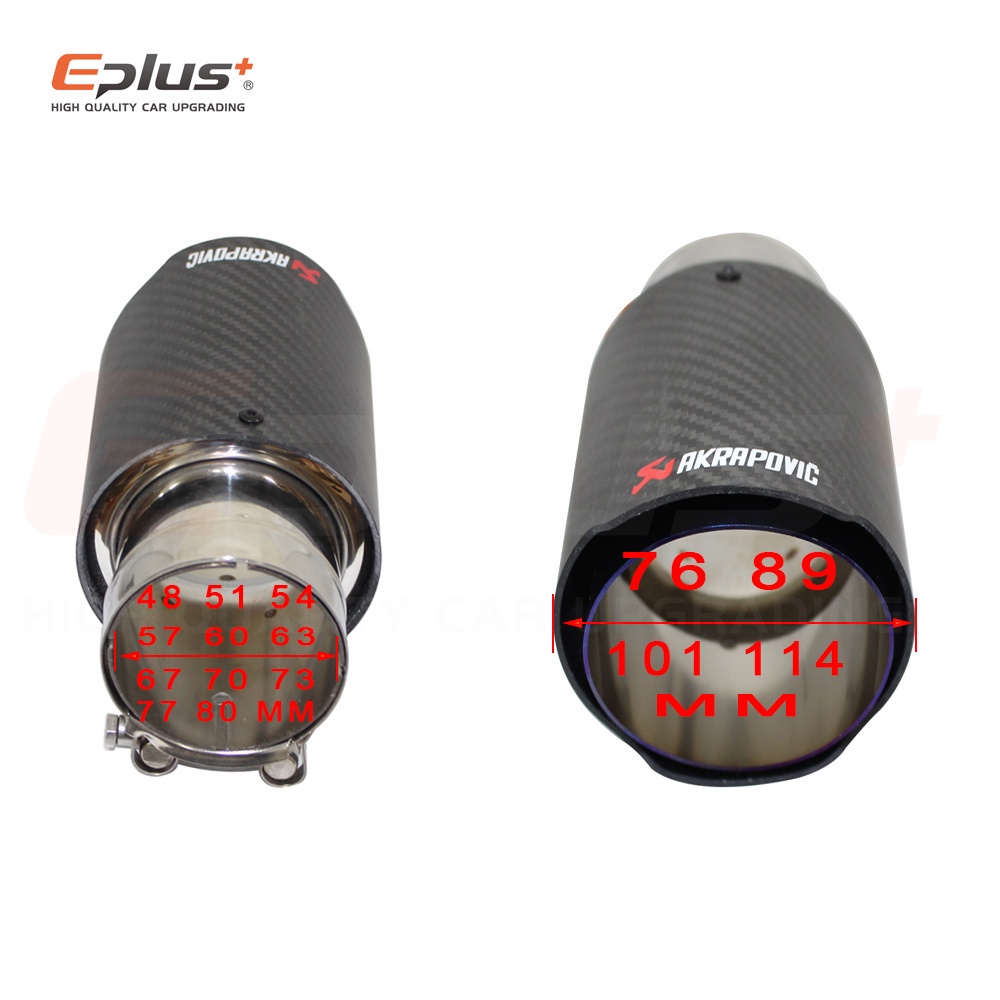 Versatile Premium Akrapovic Car Glossy Carbon Fibre Muffler Exhaust System Pipe Tip Straight Universal Blue Stainless... - Image 4