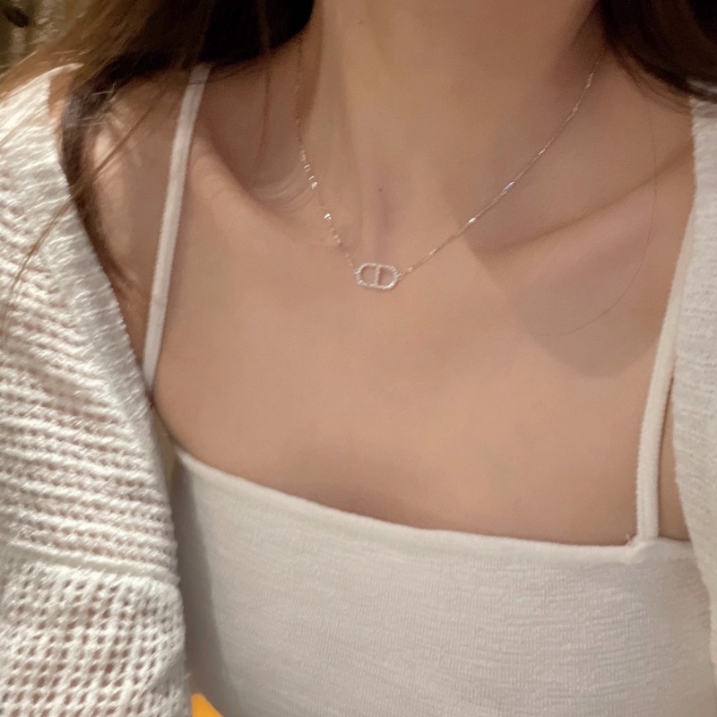 925 Silver CD Letter Necklace Women's Summer Minimalist Design Collarbone Accessories Gift