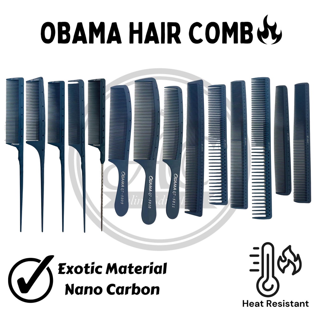 Obama Carbon Antistatic Barber Salon Comb Nano Carbon Heat Resistant Obama Hair Comb Sikat Rambut 发廊专业抗高温防静电梳子 Saloon