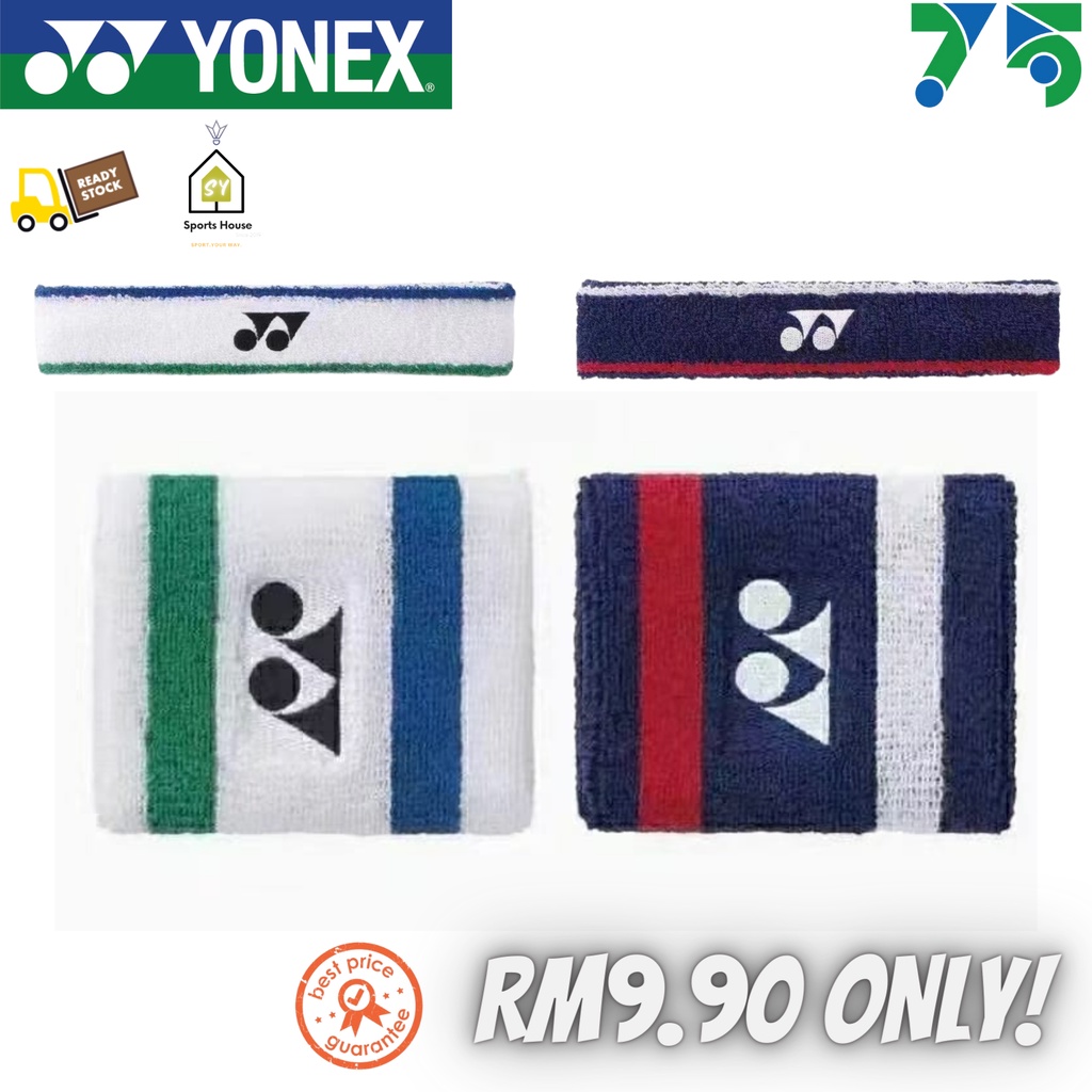 Ready Stock❗Yonex 75th Anniversary Cotton Wristband Headband Unisex Sweat Absorption YY Viktor Axelsen Design