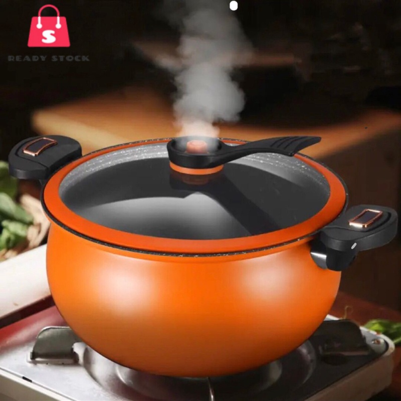 RSS_ 8L Non Stick Micro Pressure Cooker Marble Stone Pot Periuk Tekanan Tinggi Tidak Melekat Gas Stove Eletrik 微压焖烧锅