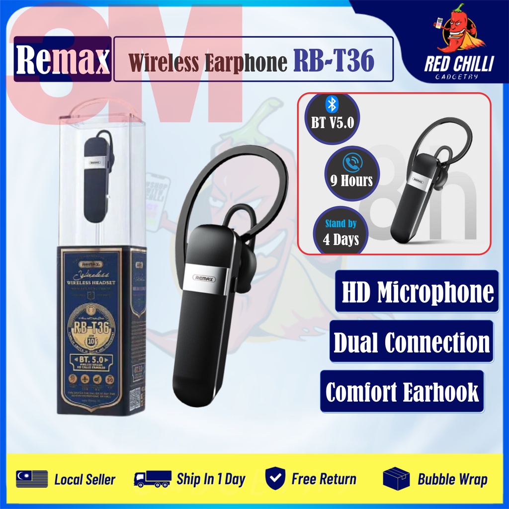 [ KL Ready Stock ] REMAX RB-T36 BLUETOOTH V5.0 Earphone Wireless Earbuds Handsfree T36